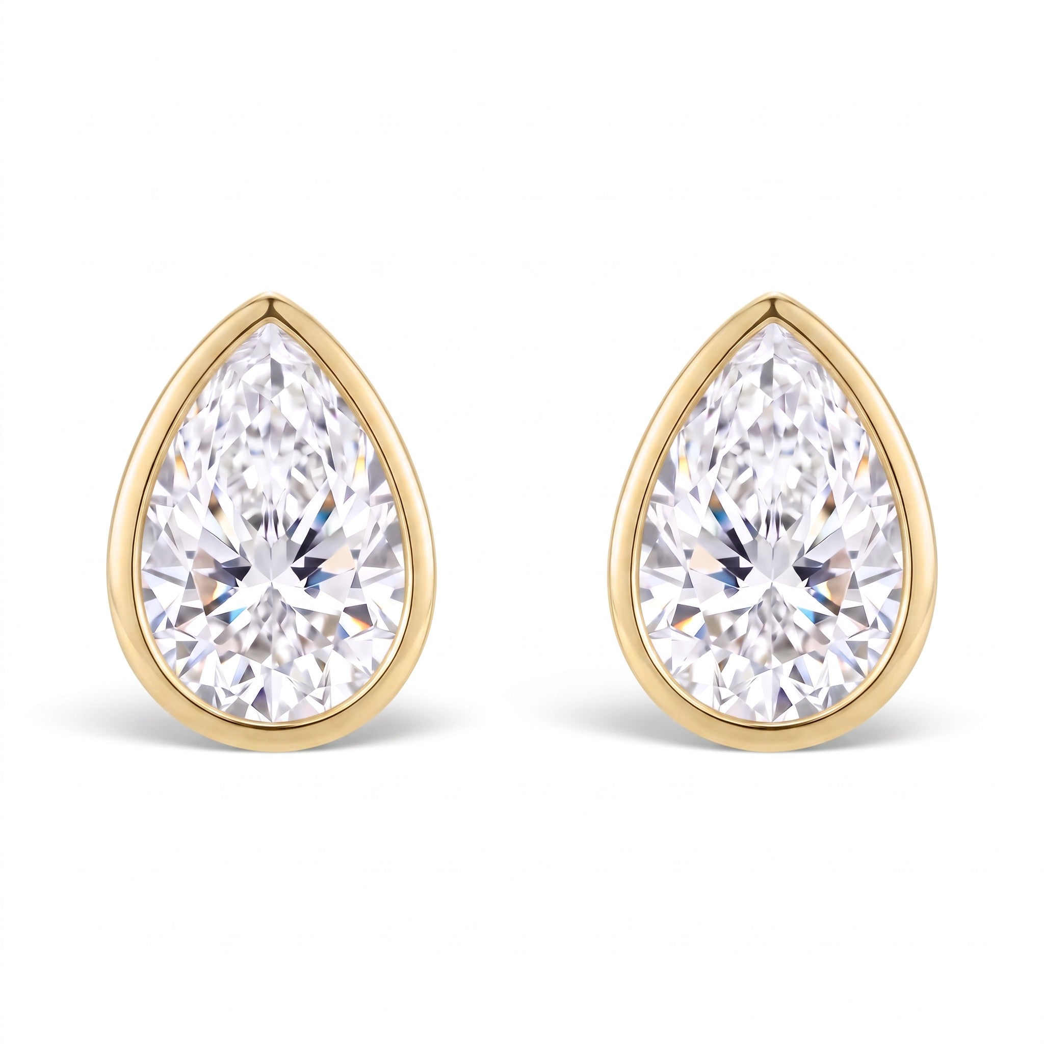 La Poire® Bezel Diamond Stud Earrings, 14K Yellow Gold
