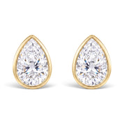 La Poire® Bezel Diamond Stud Earrings, Gold Vermeil