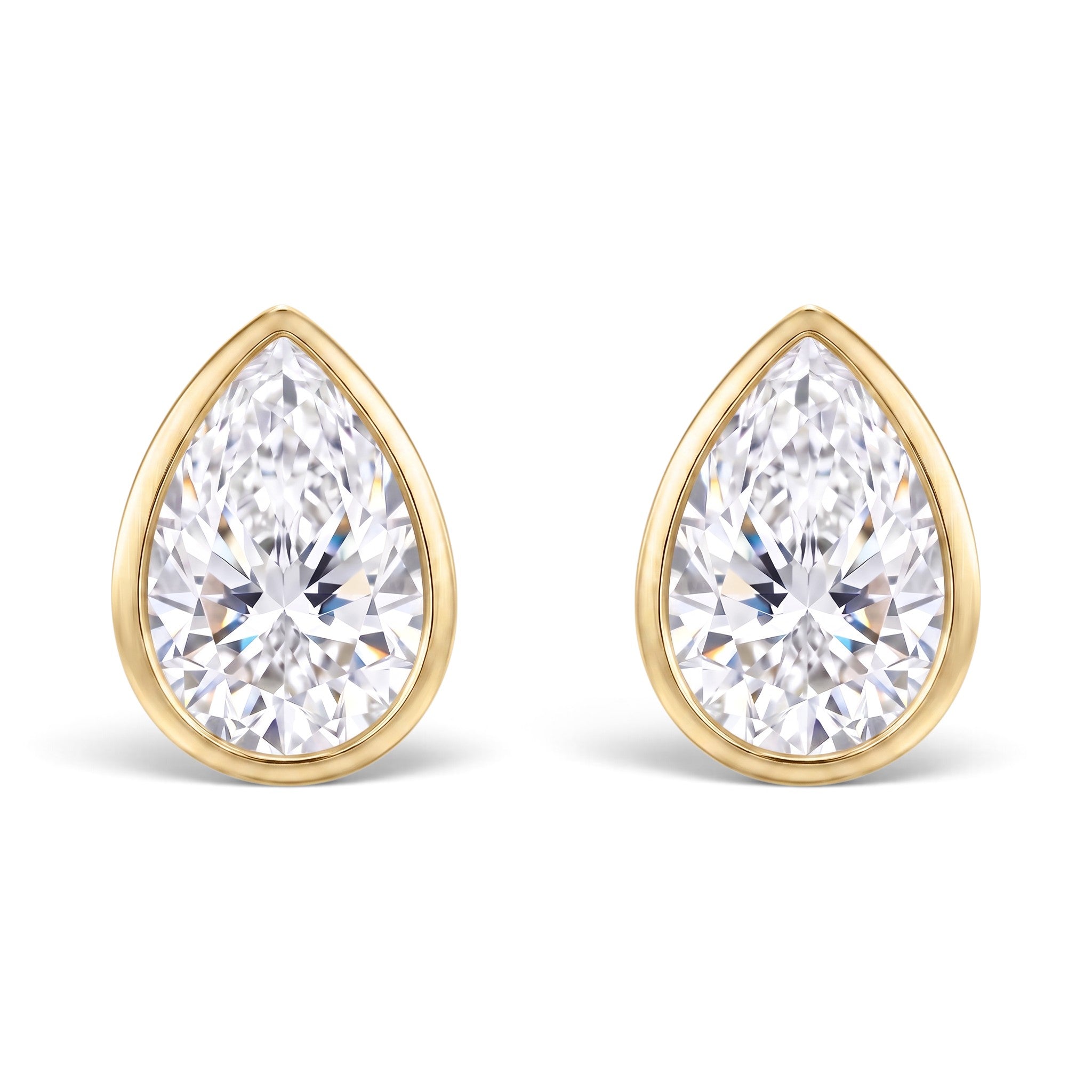 La Poire® Bezel Diamond Stud Earrings, Gold Vermeil