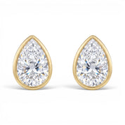 La Poire® Bezel Diamond Stud Earrings, 14K Gold