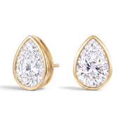 La Poire® Bezel Diamond Stud Earrings, Gold Vermeil