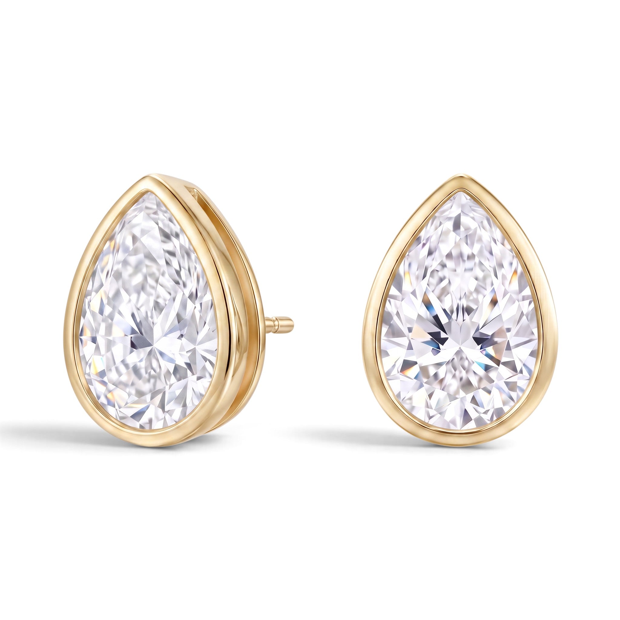 La Poire® Bezel Diamond Stud Earrings, Gold Vermeil