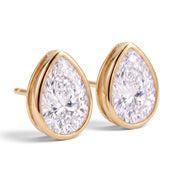 La Poire® Bezel Diamond Stud Earrings, Gold Vermeil