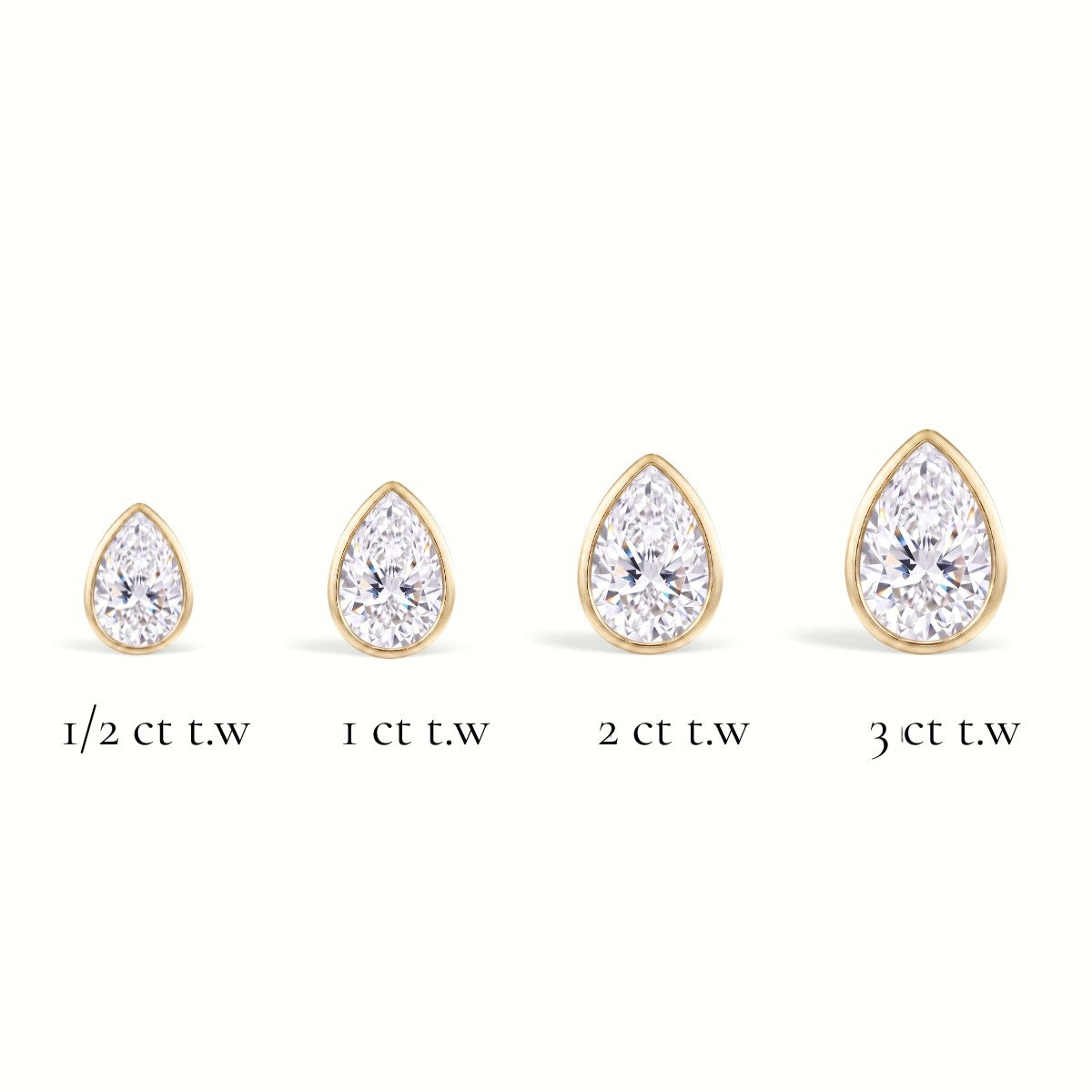La Poire® Bezel Diamond Stud Earrings, Gold Vermeil