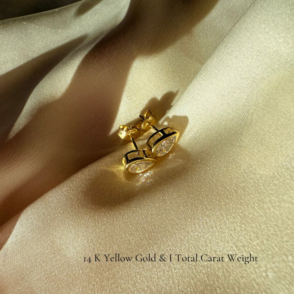 La Poire® Bezel Sapphire Stud Earrings, Gold Vermeil