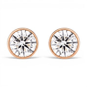 La Ronde® Bezel Diamond Stud Earrings, 14K Rose Gold