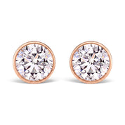 La Ronde® Bezel Diamond Stud Earrings, 14K Rose Gold