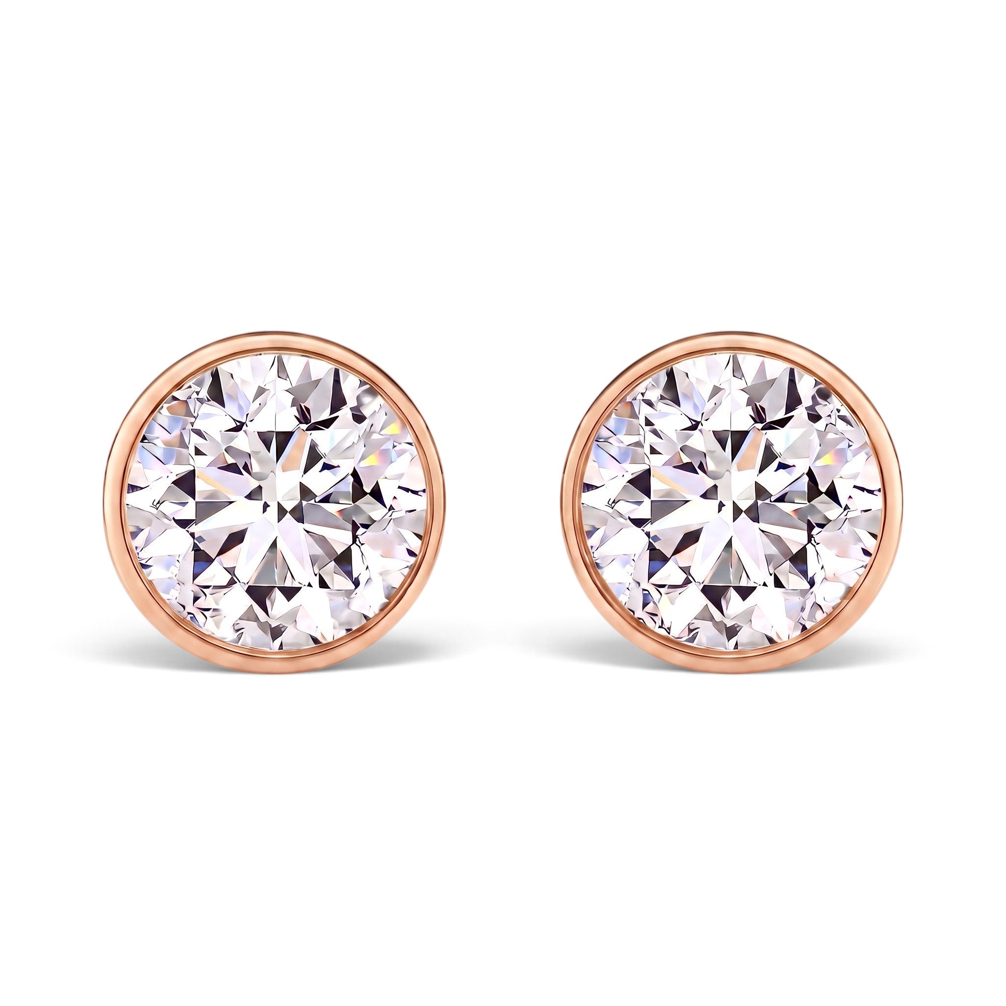 La Ronde® Bezel Diamond Stud Earrings, 14K Rose Gold