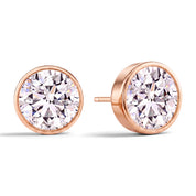 La Ronde® Bezel Diamond Stud Earrings, 14K Rose Gold