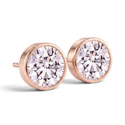 La Ronde® Bezel Diamond Stud Earrings, 14K Rose Gold