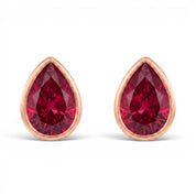 La Poire® Bezel Ruby Stud Earrings, 14K Rose Gold