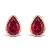 La Poire® Bezel Ruby Stud Earrings, 14K Rose Gold
