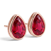 La Poire® Bezel Ruby Stud Earrings, 14K Rose Gold