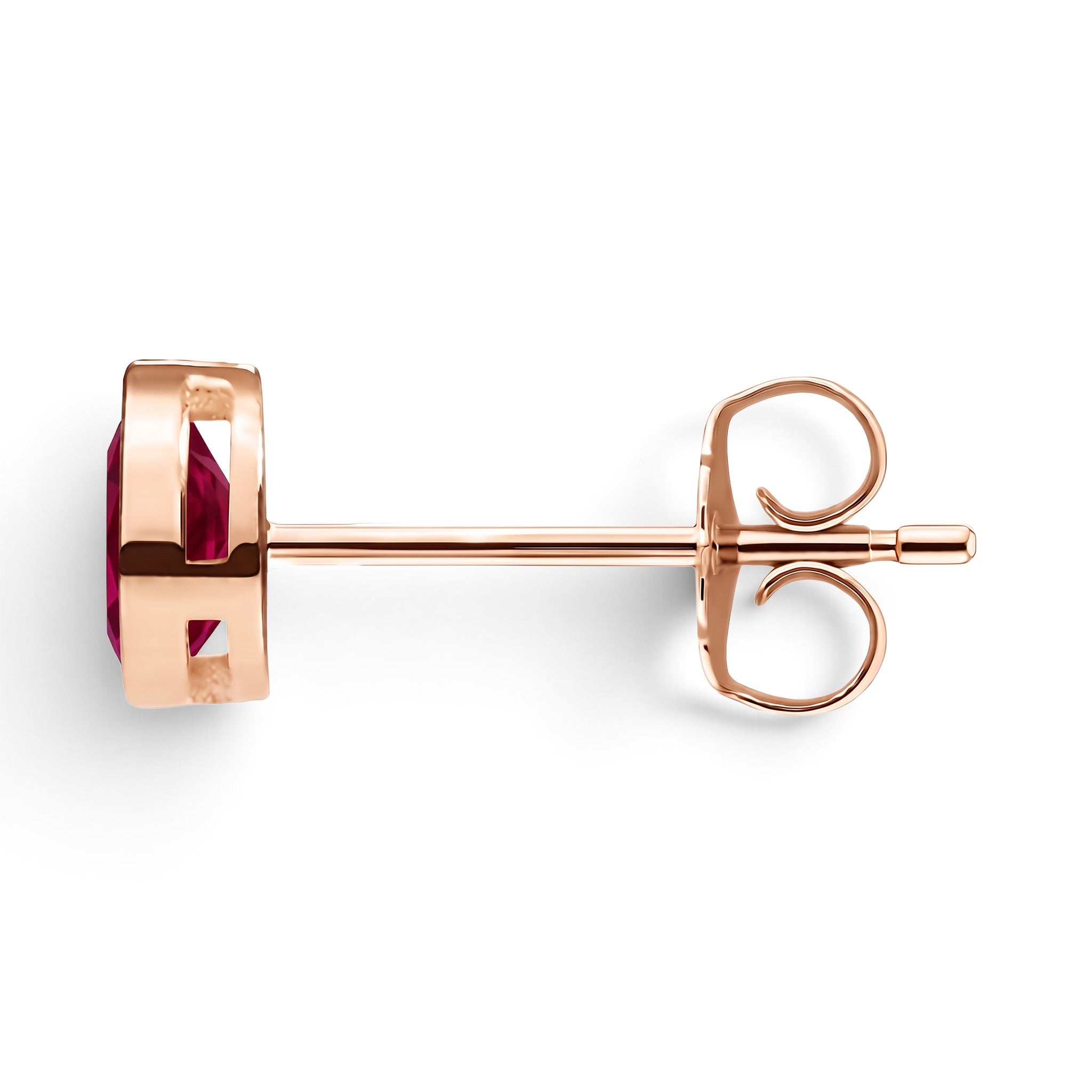 La Poire® Bezel Ruby Stud Earrings, 14K Rose Gold