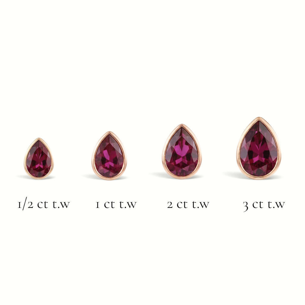 La Poire® Bezel Ruby Stud Earrings, 14K Rose Gold