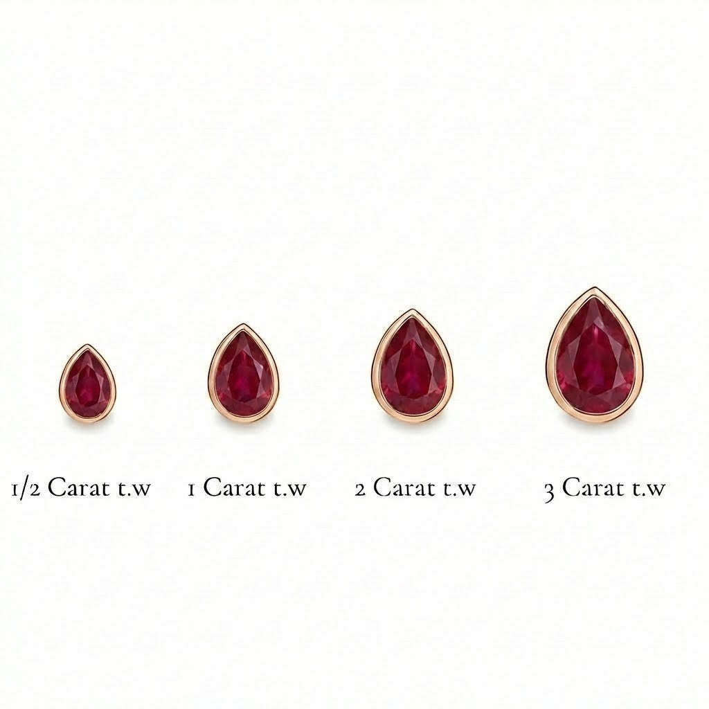 La Poire® Bezel Ruby Stud Earrings, Sterling Silver
