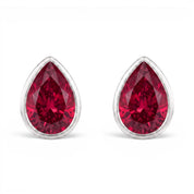 La Poire® Bezel Ruby Stud Earrings, 14K White Gold