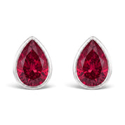 La Poire® Bezel Ruby Stud Earrings, Sterling Silver