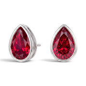 La Poire® Bezel Ruby Stud Earrings, Sterling Silver
