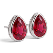 La Poire® Bezel Ruby Stud Earrings, Sterling Silver