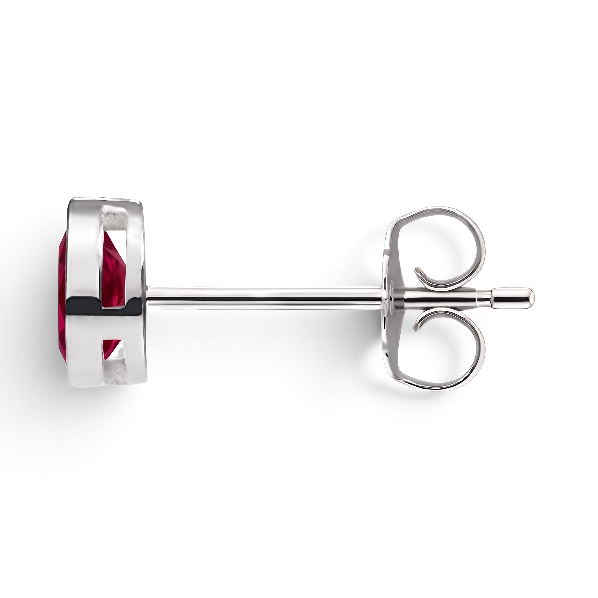 La Poire® Bezel Ruby Stud Earrings, Sterling Silver