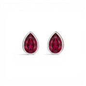 La Poire® Bezel Ruby Stud Earrings, Platinum