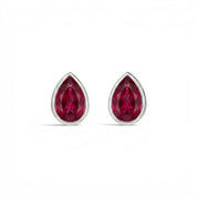 La Poire® Bezel Ruby Stud Earrings, 14K White Gold