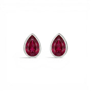 La Poire® Bezel Ruby Stud Earrings, Sterling Silver
