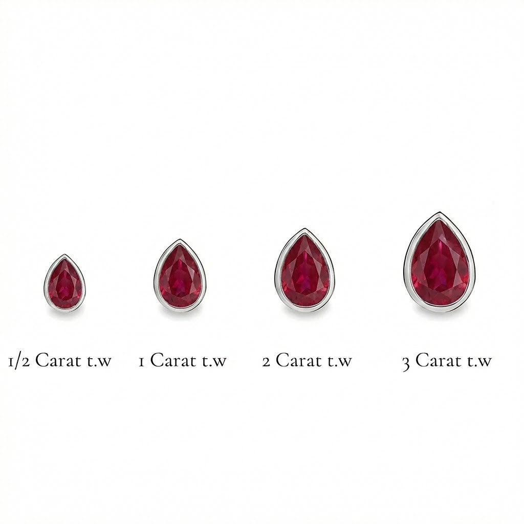 La Poire® Bezel Ruby Stud Earrings, Platinum