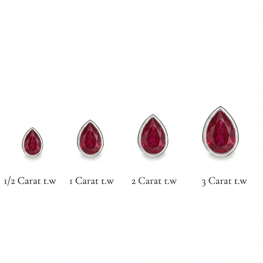 La Poire® Bezel Ruby Stud Earrings, 14K White Gold