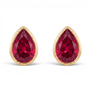 La Poire® Bezel Ruby Stud Earrings, Gold Vermeil