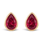 La Poire® Bezel Ruby Stud Earrings, Gold Vermeil