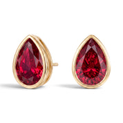 La Poire® Bezel Ruby Stud Earrings, Gold Vermeil