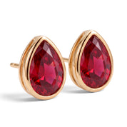 La Poire® Bezel Ruby Stud Earrings, Gold Vermeil