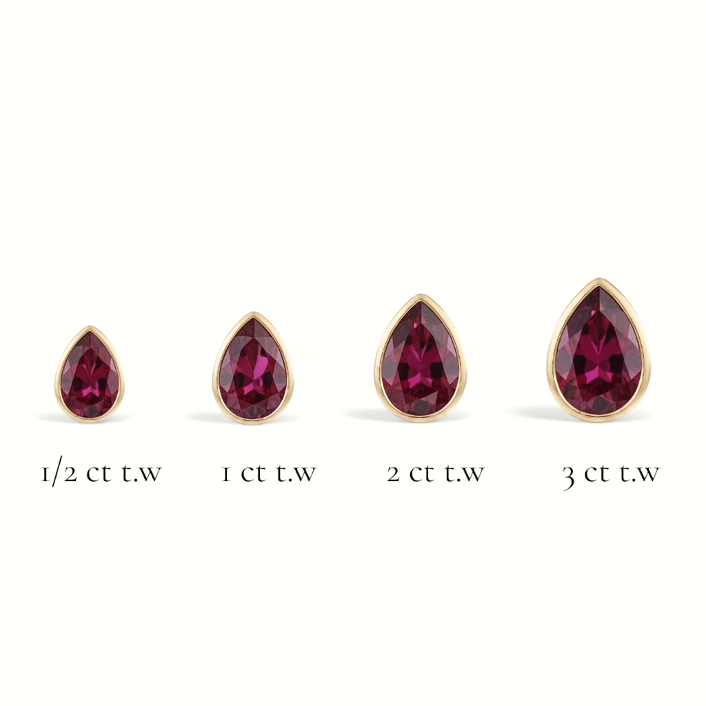 La Poire® Bezel Ruby Stud Earrings, Gold Vermeil