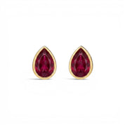 La Poire® Bezel Ruby Stud Earrings, 14K Gold
