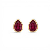 La Poire® Bezel Ruby Stud Earrings, Gold Vermeil