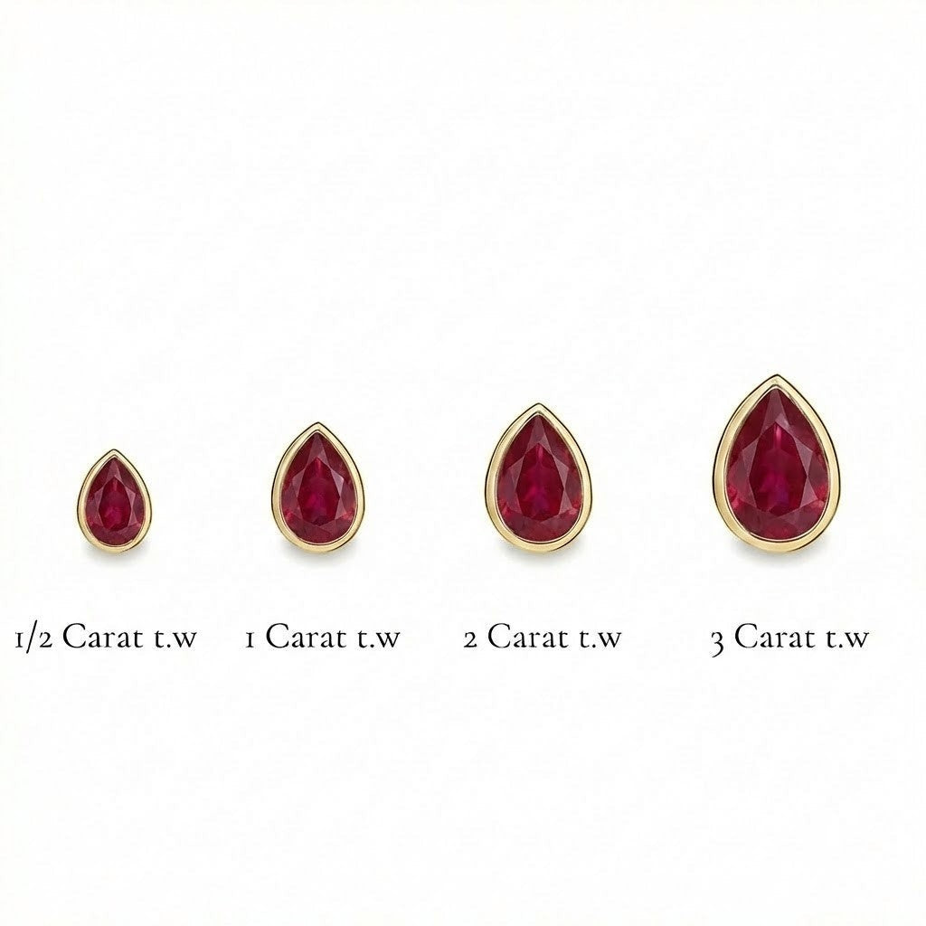 La Poire® Bezel Ruby Stud Earrings, 14K Gold