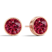 La Ronde® Bezel Ruby Stud Earrings, 14K Rose Gold