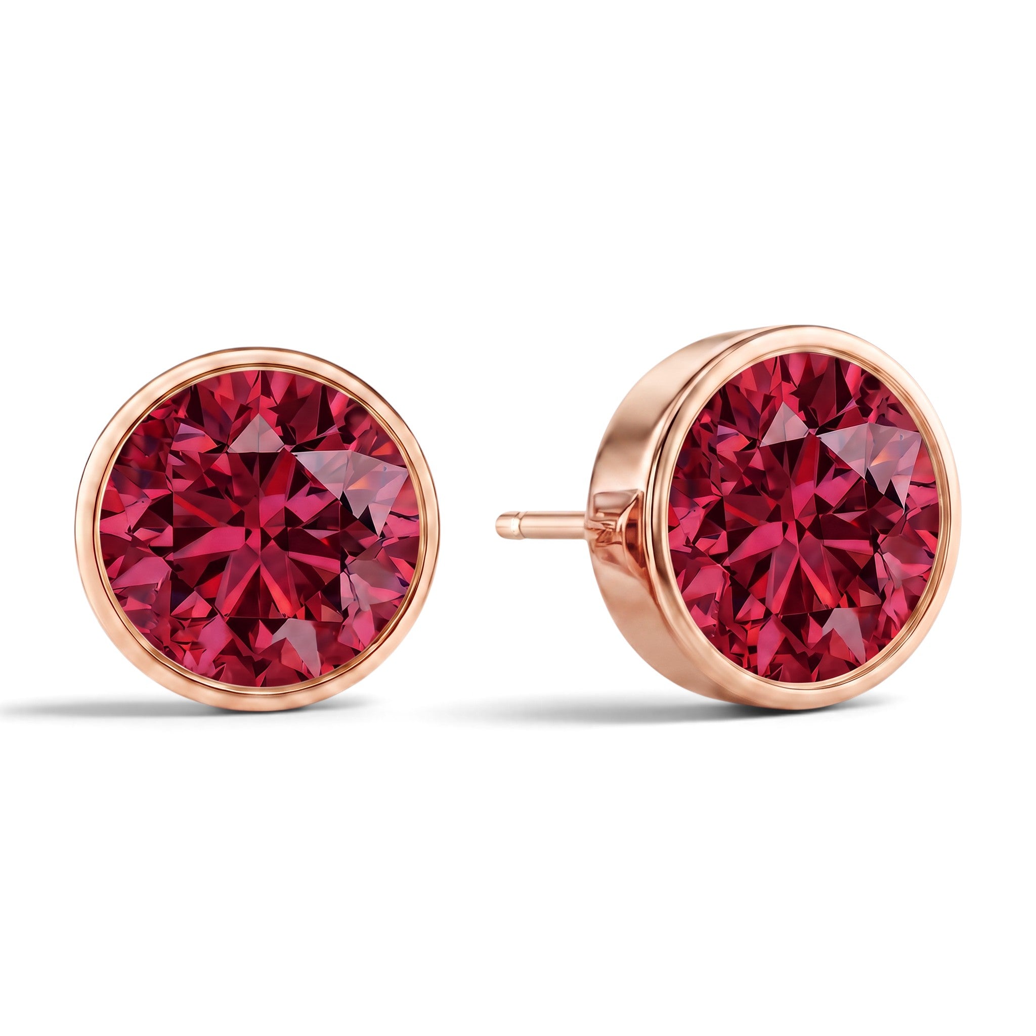 La Ronde® Bezel Ruby Stud Earrings, 14K Rose Gold