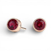 La Ronde® Bezel Ruby Stud Earrings, 14K Rose Gold