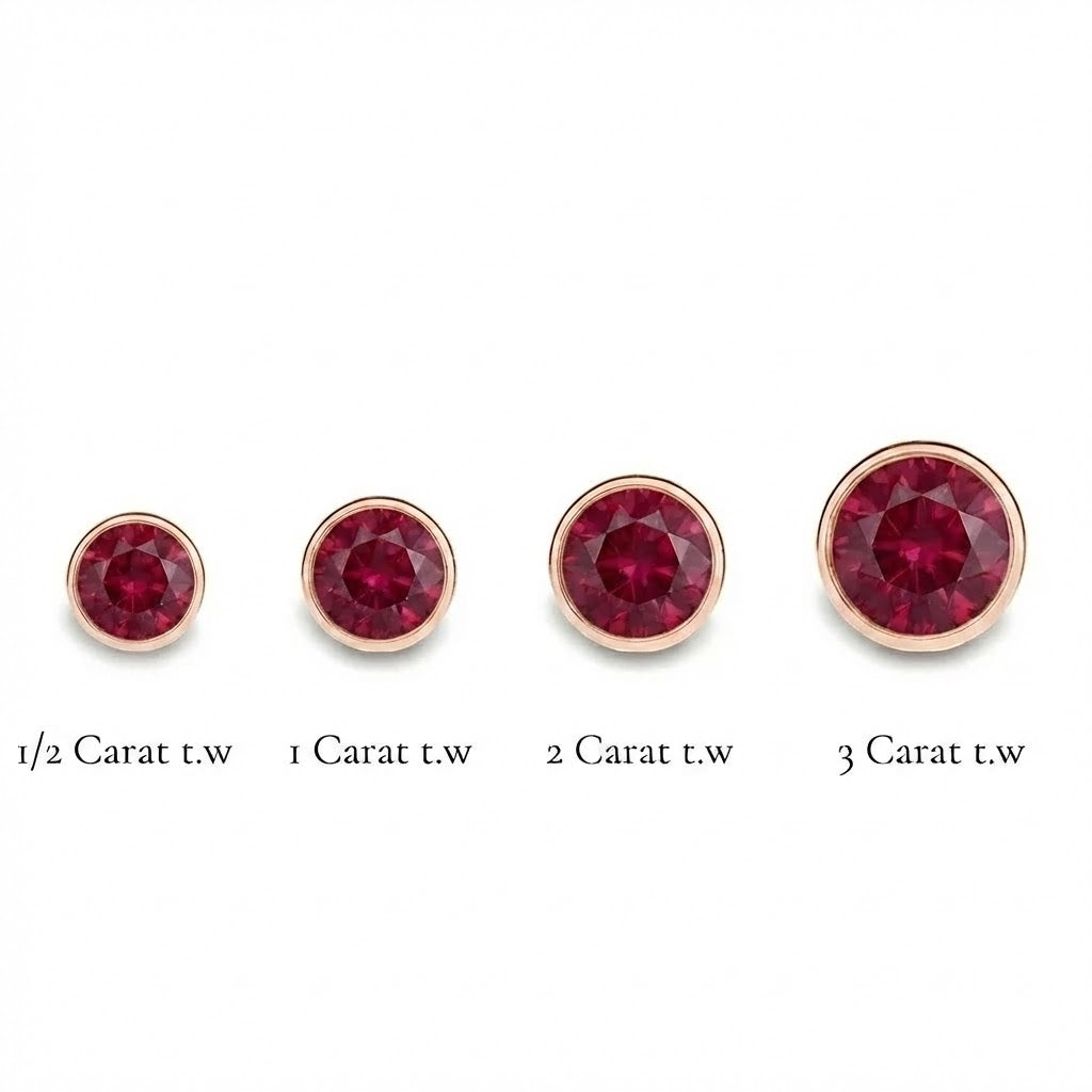La Ronde® Bezel Ruby Stud Earrings, 14K Rose Gold