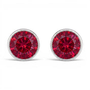 La Ronde® Bezel Ruby Stud Earrings, Platinum