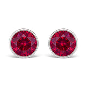 La Ronde® Bezel Ruby Stud Earrings, Sterling Silver