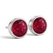 La Ronde® Bezel Ruby Stud Earrings, Sterling Silver