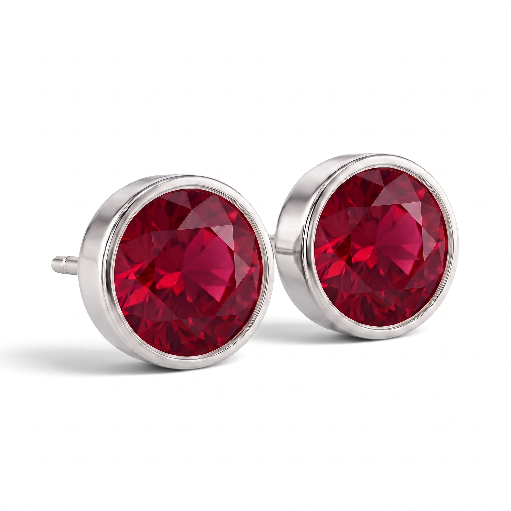 La Ronde® Bezel Ruby Stud Earrings, Sterling Silver