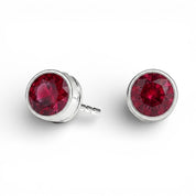 La Ronde® Bezel Ruby Stud Earrings, Sterling Silver