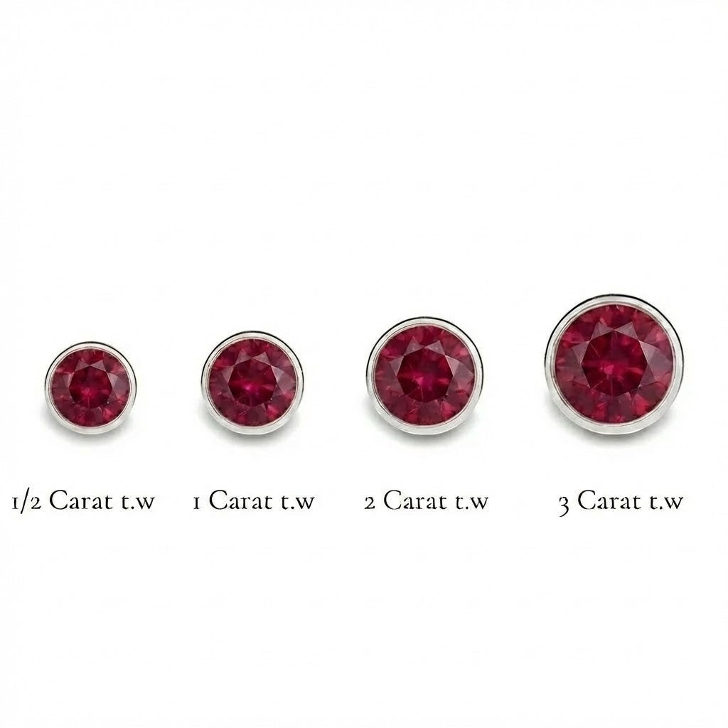 La Ronde® Bezel Ruby Stud Earrings, Sterling Silver