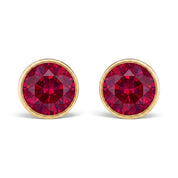 La Ronde® Bezel Ruby Stud Earrings, Gold Vermeil