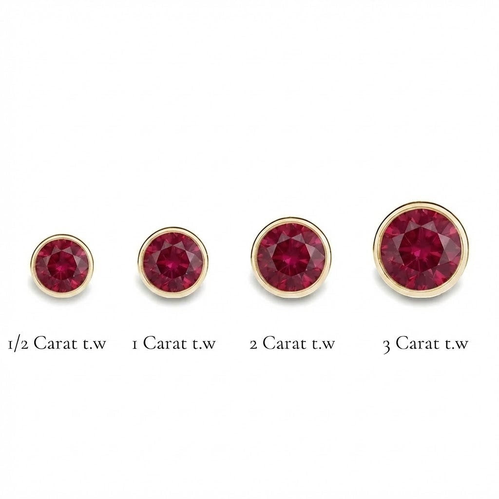 La Ronde® Bezel Ruby Stud Earrings, 14K Gold